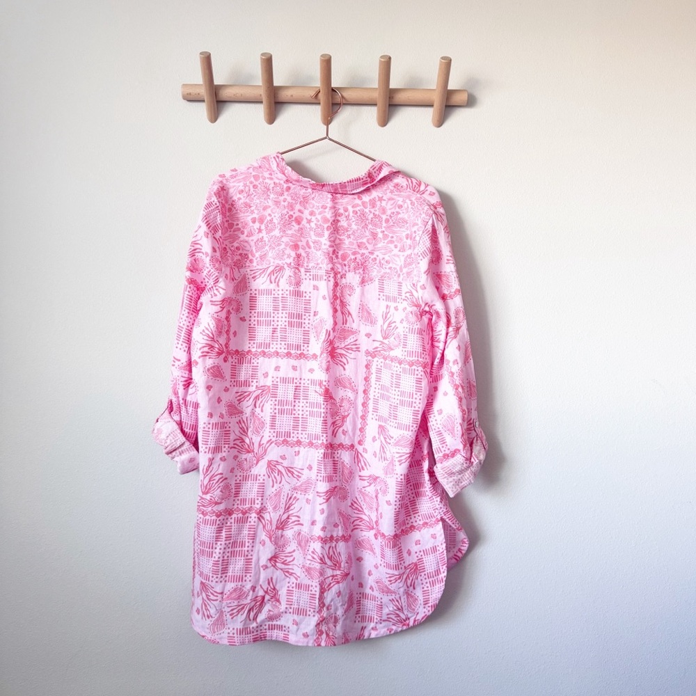 Sigrid Olsen Coral Seashell Linen Coverup - Picture 8 of 11